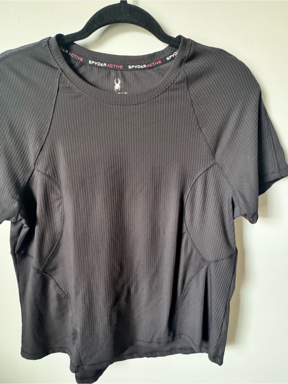 Spyder Women's Black Ribbed Short Sleeve Performance Tee